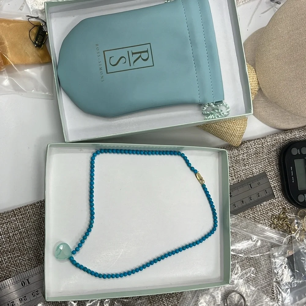 Vintage Ross Simons Necklace with Turquoise Beads & Freeform Pendant - Picture 5 of 8